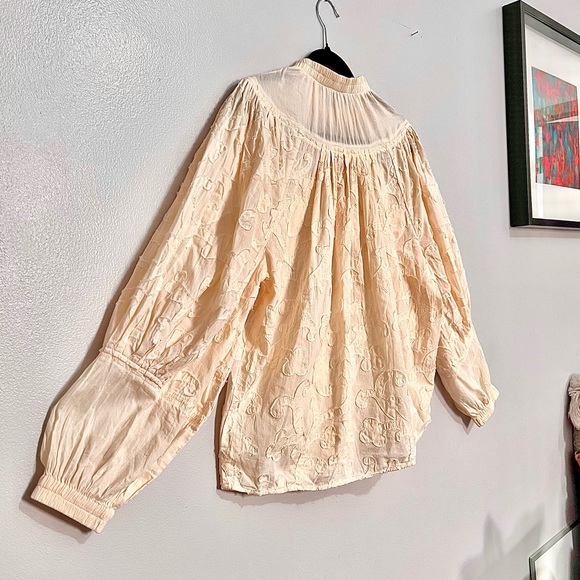 NWOT Rebecca Taylor Beige/Crème Floral Top-Stitching Blouse MSRP$350 - Picture 12 of 16